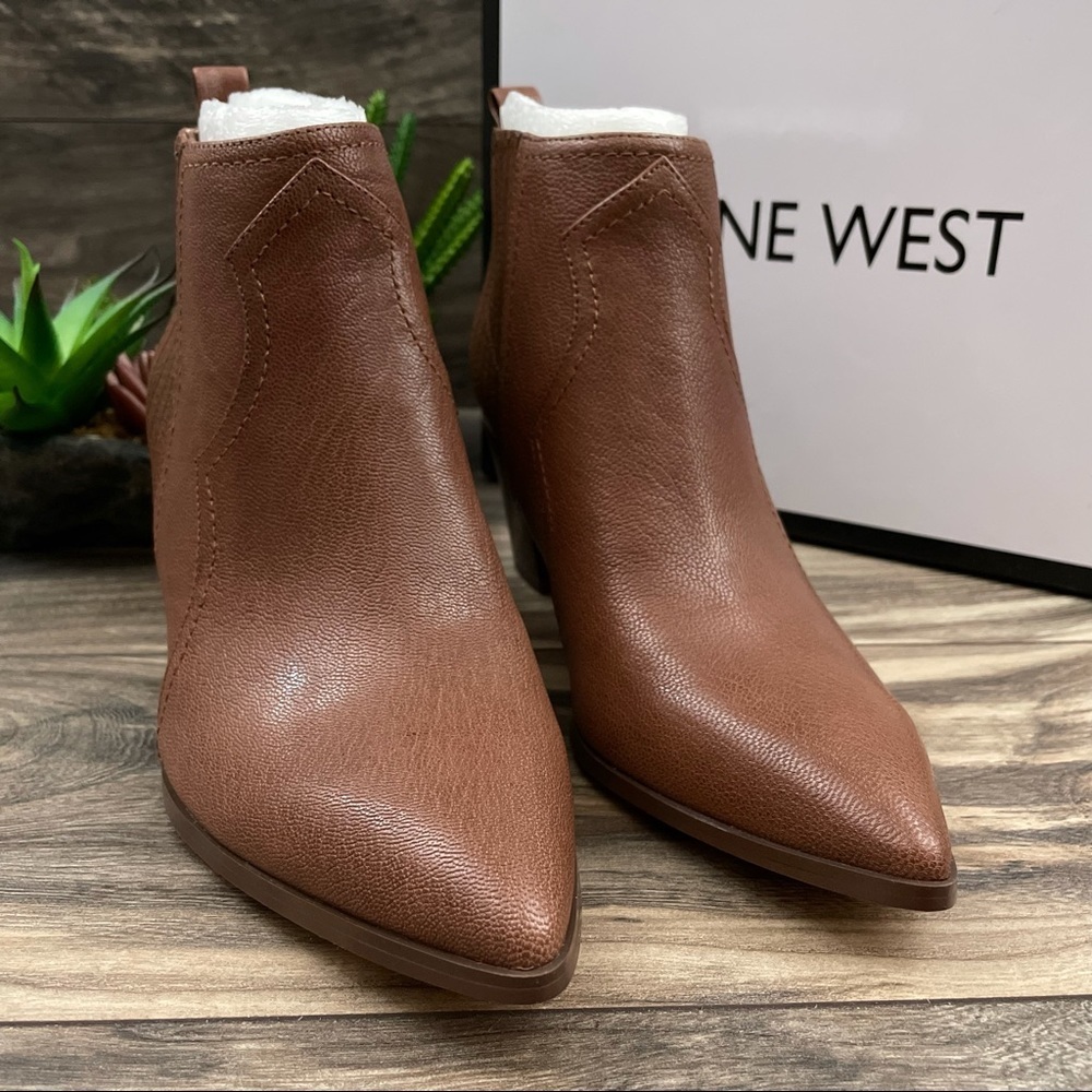 NIB Nine West Cowboy Natural Ankle Western Bootie - Picture 6 of 12